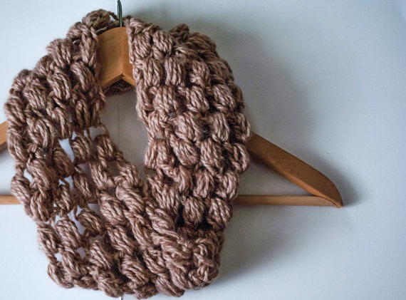 Puff Stitch Crocheted Cowl